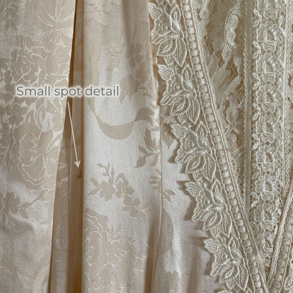 Vintage 80s Jessica McClintock Cream Lace Gown M - Picture 12 of 13